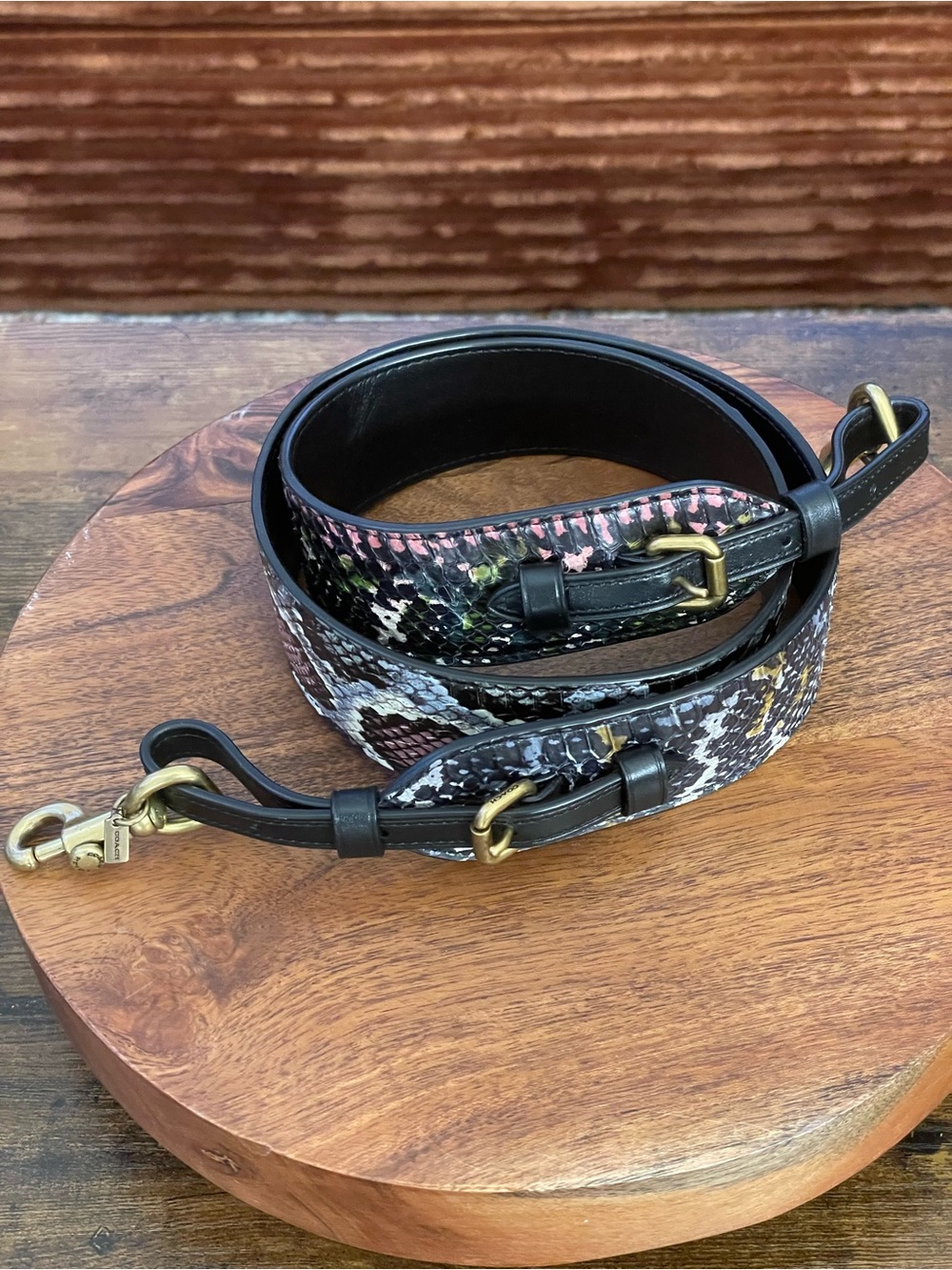 COACH Snakeskin Shoulder Strap w/Antique Brass Tone Hardware